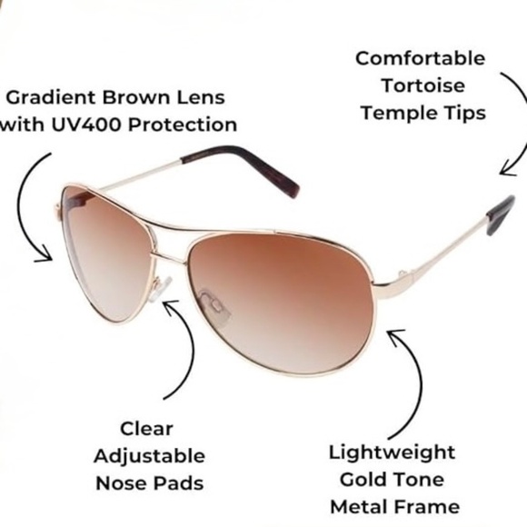 Jessica Simpson Iconic Metal UVA and UVB Protective Aviator Sunglasses - Picture 6 of 13
